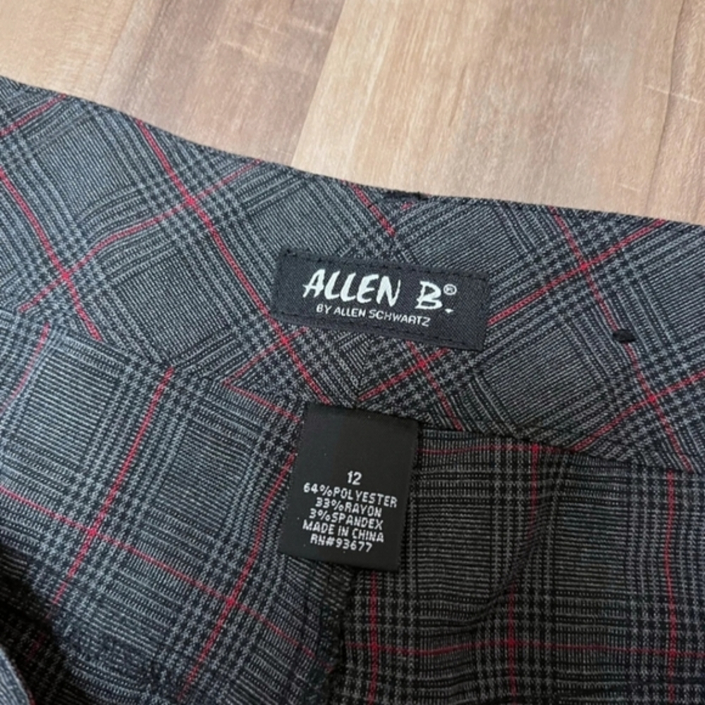 Allen B. Allen B. Schwartz sz 12 Black, Grey and Red Plaid Business Pants - Picture 3 of 3